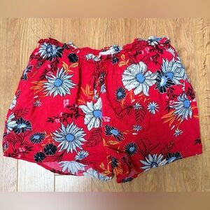 SO Red Floral High Waist Women's Shorts